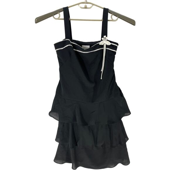 Ann Taylor LOFT Midi Tiered Dress 6 Black Layered Hem Sleeveless Prom HOCO Y2K - Picture 2 of 7